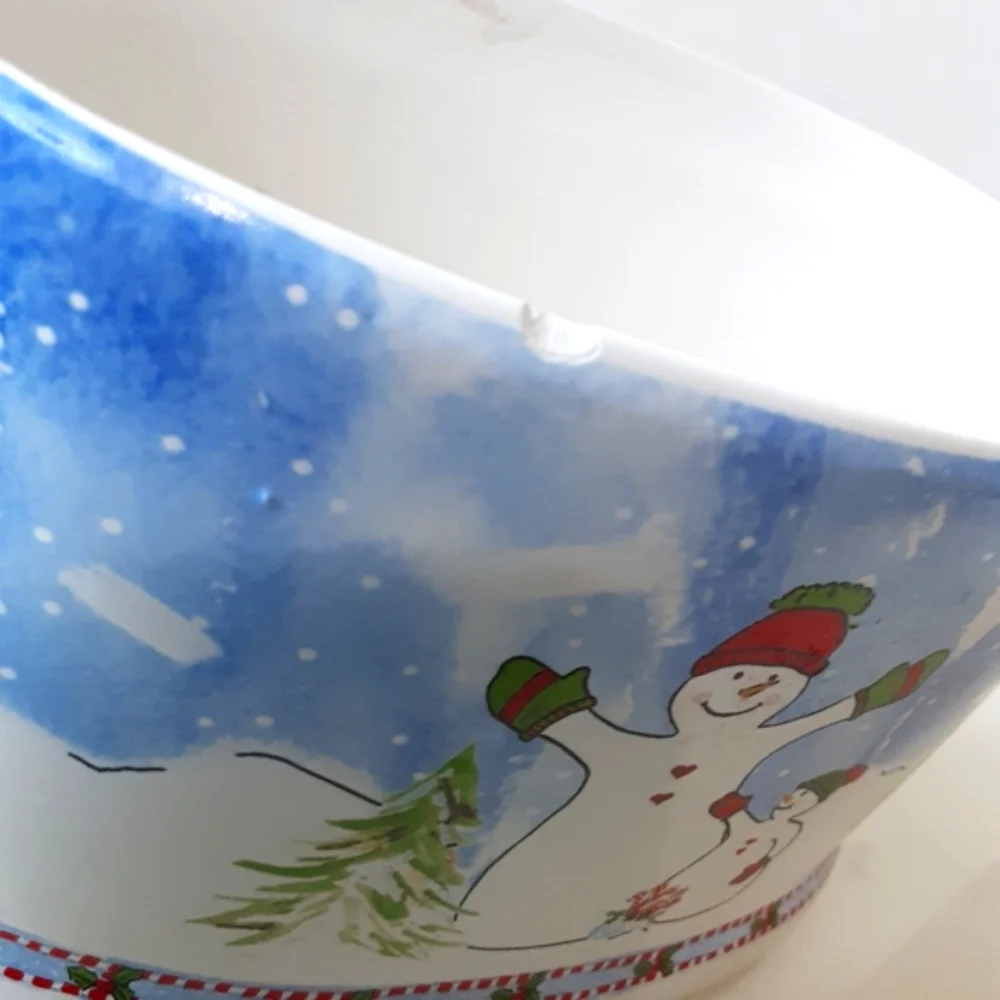 Sweet Williams Holiday Oval Snowman Ceramic Cookie Jar Canister